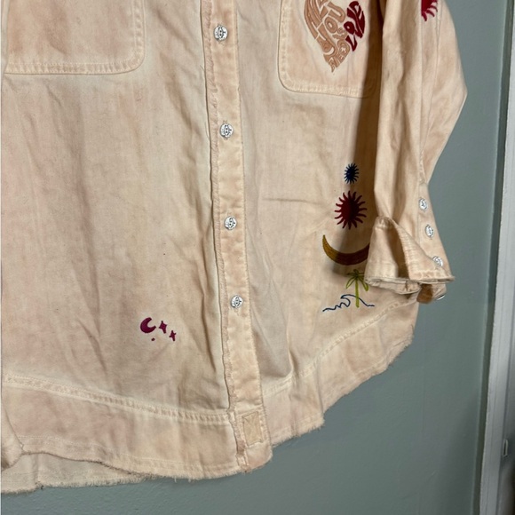 Free People Reef Break embroidered denim shirt jacket in pink - Picture 8 of 11